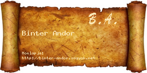 Binter Andor névjegykártya